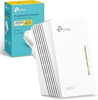 TL-WPA4220 AV600 Add-On Powerline Adapter, 2-Port Single N300 WiFi Extender Booster, Speeds up to 600Mbps, 2x Ethernet Ports, One-Touch Wi-Fi Configuration, Easy App Management