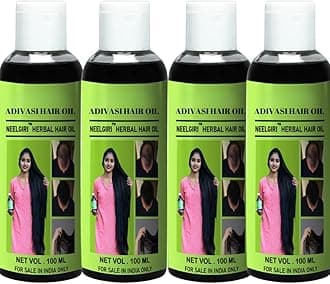 Original Adivasi Neelgiri Herbal Hair Oil - 100ml, Pack of 4 | Brahmi, Bhringraj & 108 Herbs | Non-Sticky, Overnight Cooling Formula | Authentic Herbs from Nilgiri Hills | Original QR & Barcode