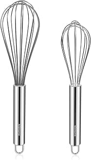 Whisk, Stainless Steel Wisk Set 8" 10" Kitchen Whisk Wisking Tool Kitchen Wisk Wire Whisks for Cooking, Whisking, Blending, Beating, Stirring-…