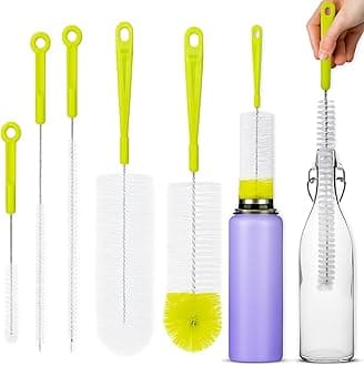 AMERTEER Bottle Cleaning Brush Set | 5Pcs Long Handle Bottle Cleaner for Narrow Neck, Beer, Baby & Sports Bottles, Kettle Spout, Lid & Straw Cleaning Brush (5, Green)