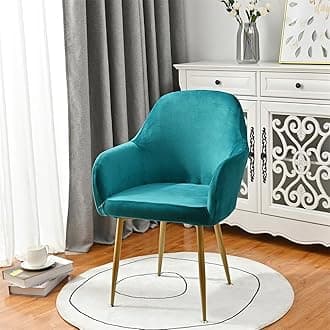Highdi Soft Velvet Dining Chair Covers Solid Color Stretch Curved Back Chair Slipcovers with Armrest, Vanity Swivel Armchair Cover Removable Washable for Bedroom Party Hotel (Peacock Blue,4 PCS)