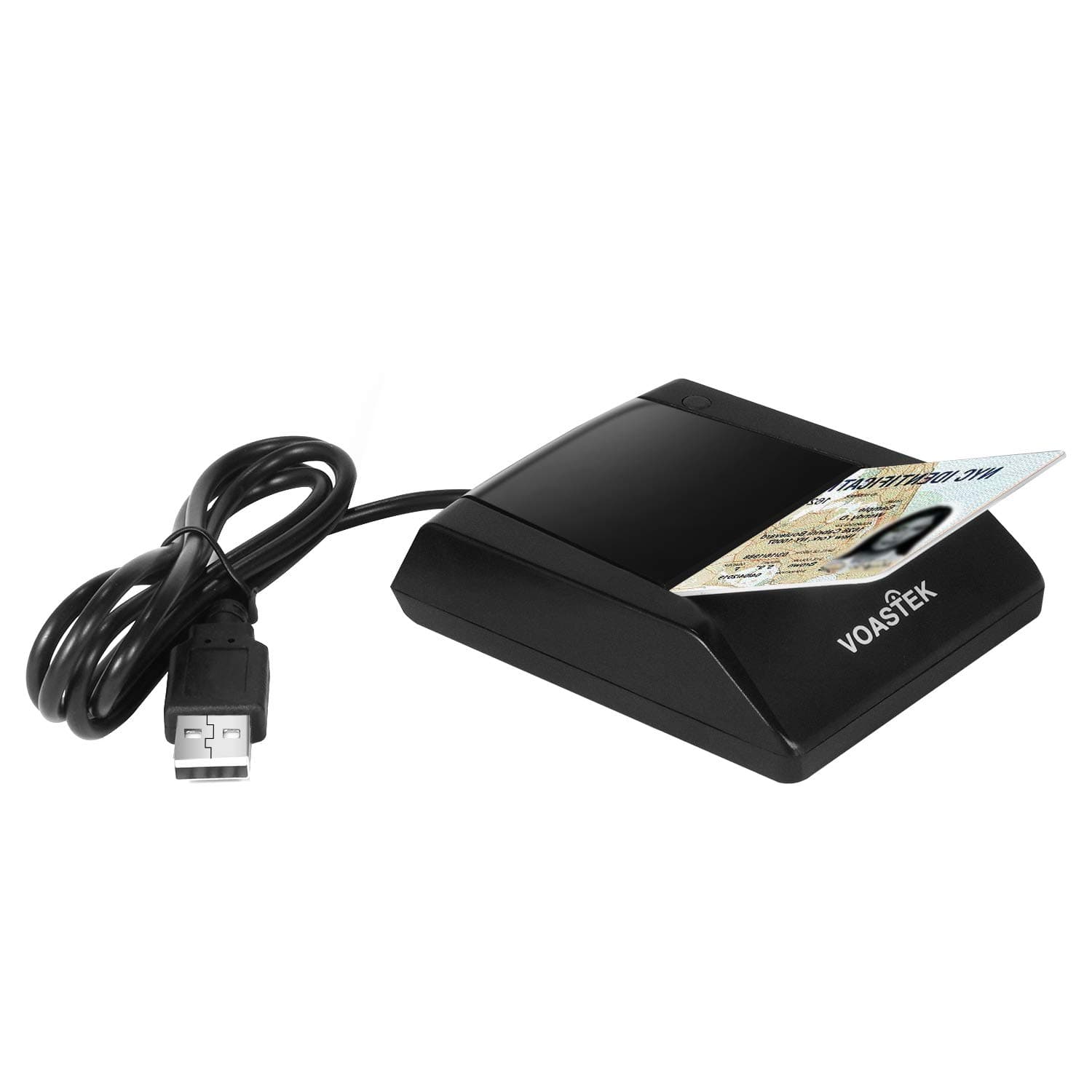 USB Smart Card Reader, VOASTEK DOD Military Electronic ID Card Reader and CAC Smart Card Reader Compatible with Windows, Vista/7/8/10, Linux and Mac OS | Build-in Extension Cable