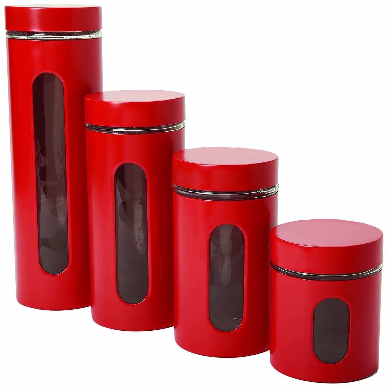 Anchor Hocking Palladian Window Cylinder Jars, Mixed Sizes, Cherry, Set of 4