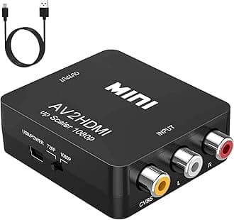 BD&M Av To Hdmi Converter, Rca To Hdmi, 1080P Mini Rca Composite Cvbs Video Audio Converter Adapter Support Pal/Ntsc For Tv/Pc/ Ps3/ Stb/Xbox Vhs/Vcr/Blue-Ray Dvd Players - Black
