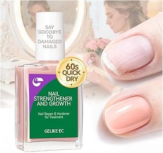 Nail Strengthener and Growth for Damaged Nails: Nude Pink 15ml Protein Nail Hardener Extra Strong and Growth for Weak Nails - Gelike EC 6 in 1 Quick Dry Ridge Filler - Housewife Office Lady Home Care