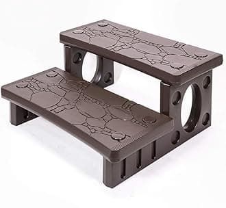 XtremepowerUS Universal Multi Purpose 2-Step Spa Hot Tub Pool Outdoor Indoor Camper RV Deck Steps Sided Step for Porch, Patio, Deck, Bathtub, Swimming Pool Mocha