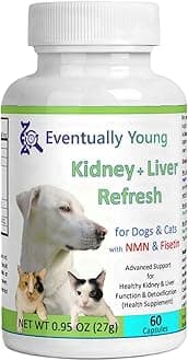 𝗘𝘃𝗲𝗻𝘁𝘂𝗮𝗹𝗹𝘆 𝗬𝗼𝘂𝗻𝗴 12-in-1 CKD Kidney Support Restore 4 Cats & Dogs: Super Phosphate Binder w/NMN, Fisetin, Antioxidants, Pre & Probiotic 4 Healthy Kidney & Liver Functions (60 Caps)