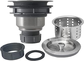 LYNNADO Sink Strainer Kitchen Sink Drain Assembly Kit 3-1/2 Inch with Kitchen Sink Drain Basket,304 Stainless Steel Sink Stopper & Cover Lid，Stainless Steel Brushed
