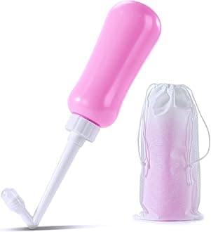 FOOFOO Portable Travel Bidet 500ml/17oz Portable Bidet for Toilet Handheld Postpartum Perineal Cleansing Childbirth Cleaner - for Outdoor,Camping,Travling,Personal Hygiene (Pink)