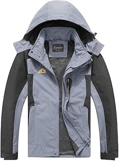 Spmor Men's Outdoor Sports Hooded Windproof Jacket Waterproof Rain Coat