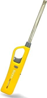 Plastic Steel Gas Lighter for Stove/Candle, Kitchen Flame Adjustable and Refillable, Safety Child Lock, Multicolored (Red/Blue/Yellow/Black)(Gas Lighter -1)