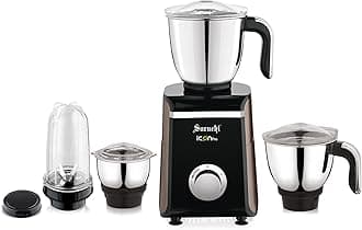Suruchi ICON PRO 800W Mixer Grinder with 3 Stainless Steel Jars and 1 Bullet Jar for Chutneys, Masalas Smoothies ABS Body 5 Year Motor Warranty