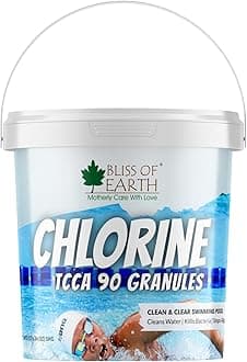 Bliss of Earth Chlorine Granules For Pool, Japanese Chlorine Powder For Swimming Pool, Clean & Clear Swimming Pool, Kills Bacteria & Stops Algae –5kg
