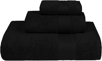 Trident Soft Comfort Air Rich Towels for Bath, 100% Cotton Towel, Super Soft, Highly Absorbent, 3 Pieces Towel Set, 500 GSM - Black