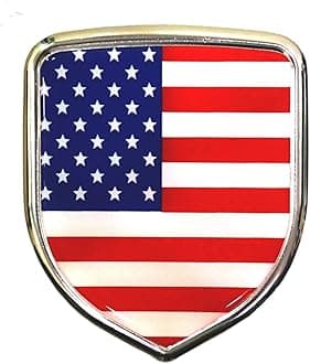 S2S Plastic ABS 3D America Flag Car Bike Sticker, 3.34 x 0.15 x 3.93 Inches, Chrome