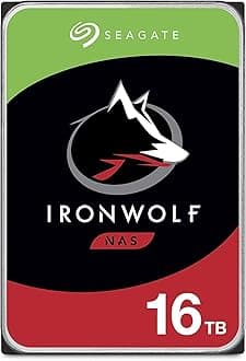 Seagate IronWolf 16TB NAS Internal Hard Drive HDD - CMR 3.5" SATA 6GB/S 7200 RPM 256MB Cache RAID Network Attached Storage with Rescue Service (ST16000VN001)