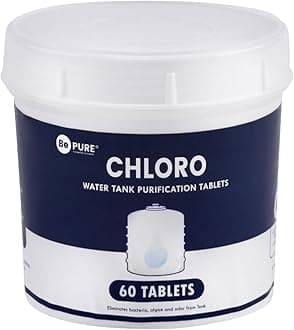 Bepure Chloro 1000 | Water Purification Chlorine Tablets for Water Tank | Pack of 60 Tablets | Eliminates Bacteria, Algae and Odor from Water Tank | 60 Tablets for 60000 litres