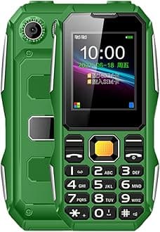 Mini Rugged Cell Phone for Senior, 1.8 Inch Drop Proof and Dust Proof Outdoor Mobile Phone, 5800mAh Battery 32MB Unlocked GSM Cell Phone (OD Green)
