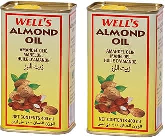 Wells Almond Oil Packed and Imported from Spain 400ML (Pack of 2) | Sweet Almond Oil for Body, Skin & Hair | Natural Almond Oil | Helps Enhance Memory | for Baby, Beauty & Skin Massage