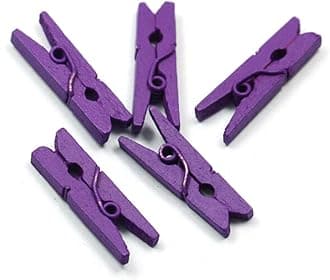 100pcs Mini Colored Spring Wood Clips Clothes Photo Paper Peg Pin Clothespin Craft Clips Party Decoration(Purple)