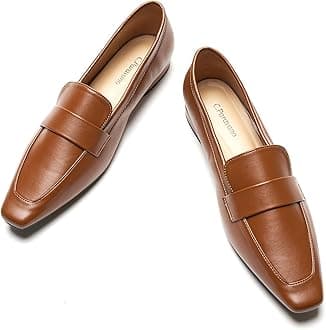 C.Paravano Loafers for Women, Slip-ons Penny Loafers Comfortable Dressy for Formal & Casual Wear, Square Toe Flats for Office