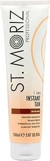 St Moriz Professional 1 Day Instant Tan in Medium | With Aloe Vera & Vitamin E | Instant Fake Tan Lotion | Same Day Wash Off | Transfer Resistant | Fast-Drying | Vegan & Cruelty Free | 150ml