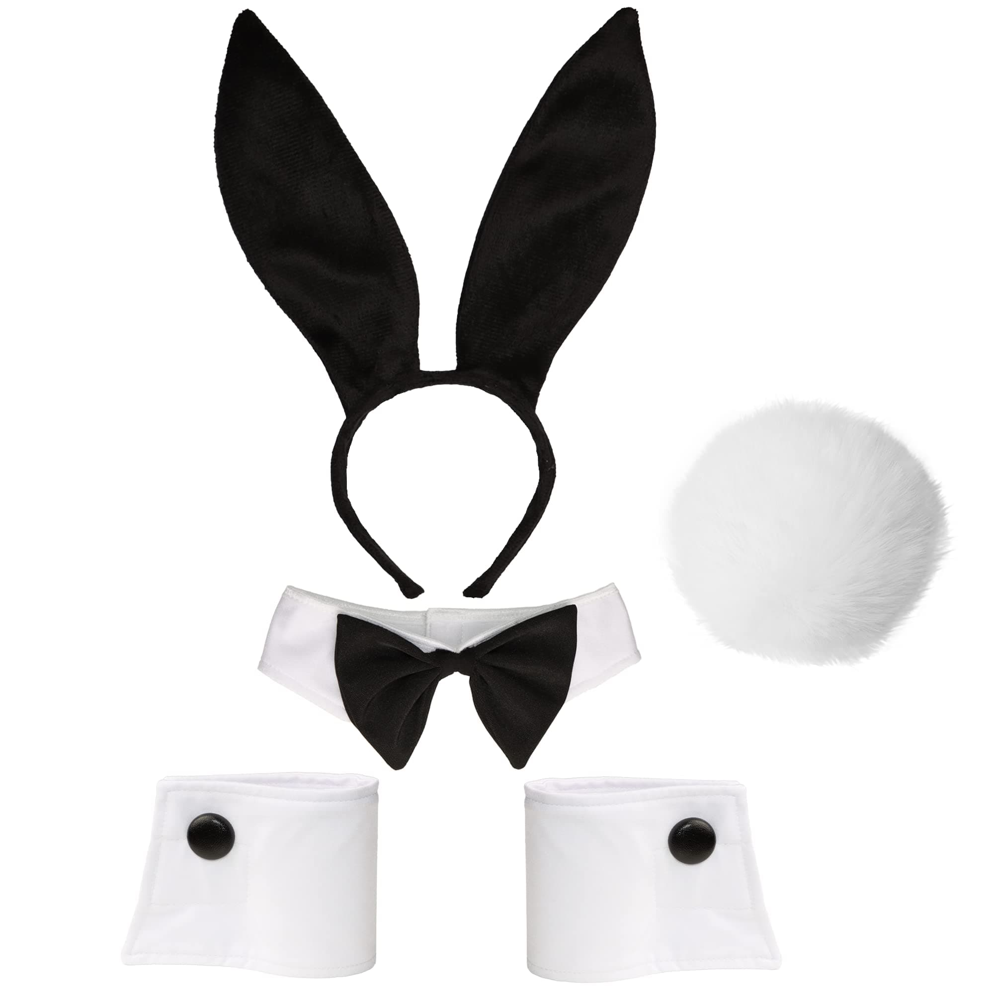 Bunny Costume Set - Rabbit Ears Headband, Bow Tie, Cuff and Tail Accessories Kit