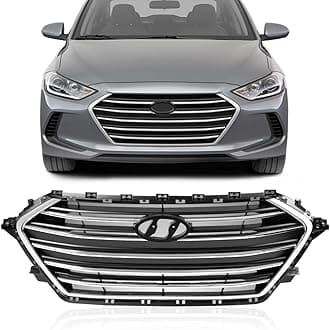 PIT66 Front Upper Bumper Grille Grill, Compatible with 2017-2018 Elantra Chrome & Black Grill Trim 86350-F3100, 86350-F3000, 86350-F2100, 86350-F2000