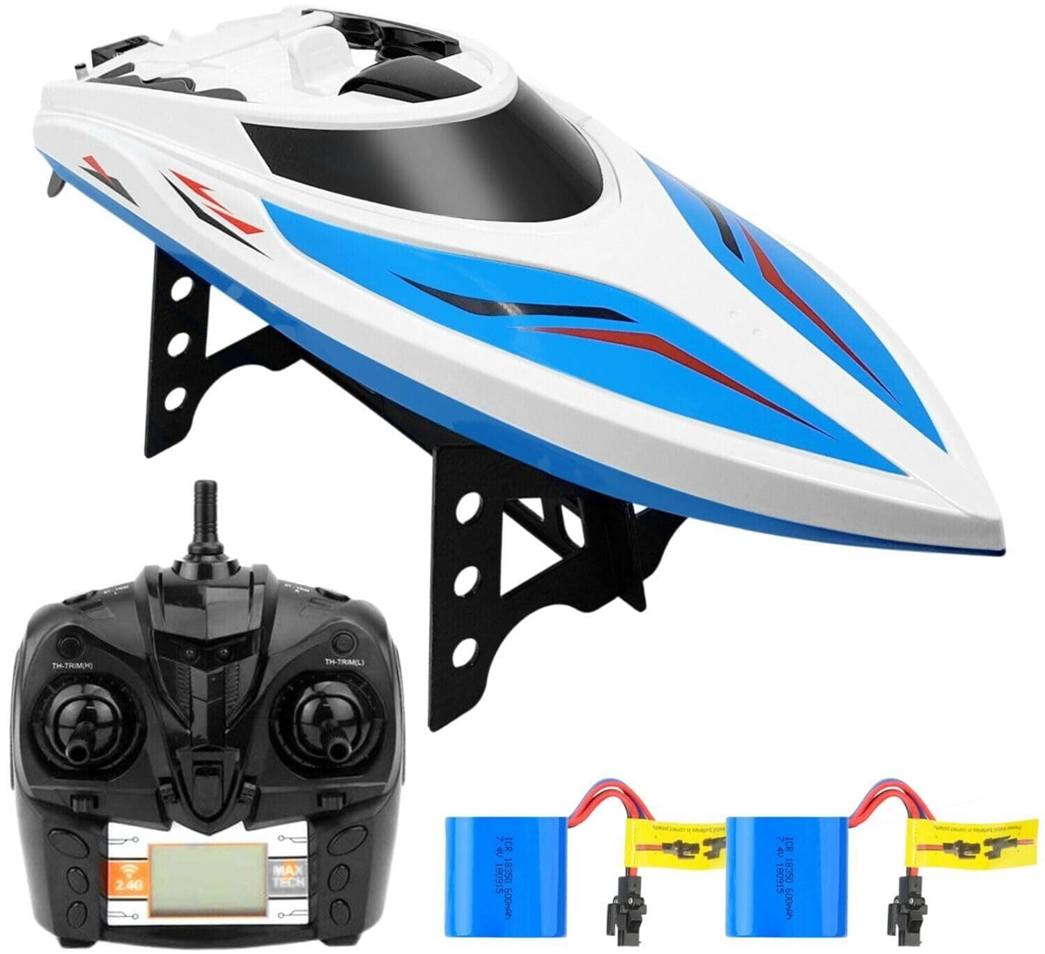 SkyCo H102 Rc Boat 2.4GHz High Speed Remote Control Boats for Kids and Adults. Electric RC Racing Boat Toy for Boys, Girls Outdoor Use Bonus Extra Battery