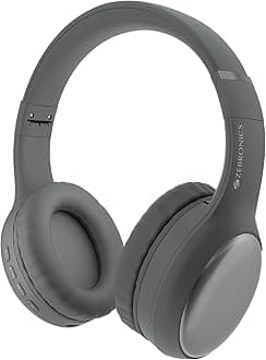 ZEBRONICS Thunder Max Bluetooth Over Ear Headphone with 120*Hrs Playback, 3 EQ Modes, 40mm Bass Driver, Fast Charging, Gaming Mode, Dual Pairing, BT v5.4, AUX, Metallic Finish (Grey)