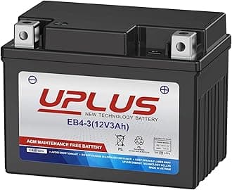 UPLUS YTX4L-BS Motorcycle Battery, EB4-3 12V 3Ah SLA Batteries Maintenance Free Scooter ATV AGM Battery, Replacement for YT4L-BS, AGM12-4, LTX4L-BS, NTX4L-BS, CTX4L-BS, GTX4L-BS, FTX4L-BS