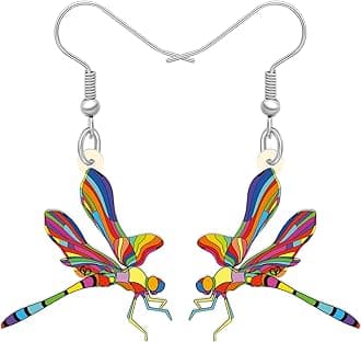 Bonsny Drop Dangle Sweet Blue Flying Dragonfly Earrings Gift Insect Pattern Fashion Jewelry For Women