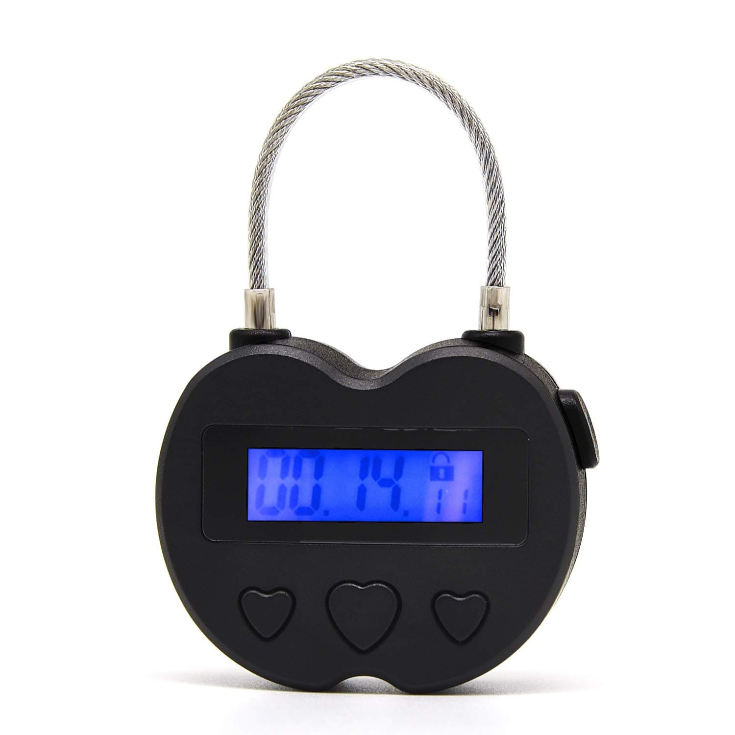 Time Lock LCD Display Time Lock Multi-Function Electronic Timer, USB Rechargeable Timer Padlock (Black)