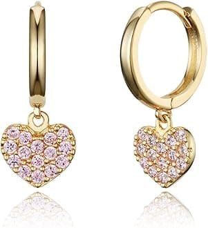 14k Gold Plated Brass Heart Plain Huggy Baby Girls Hoop Earrings