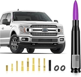 Car Antenna Mast, American Flag Aluminum Automobile Antenna Mast, 5.5 Inch AM/FM Radio Antenna with 9 Screws Adapter and 2 Rubber Rings, Auto Replacement Accessories for Car Truck SUV (Purple)