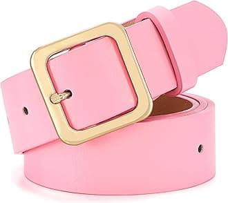 XZQTIVE Women’s Leather Belts for Jeans Pants Dresses Fashion Ladies Black Belt with Square Buckle