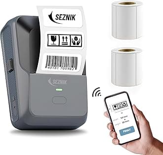 SEZNIK Bluetooth Mini Thermal Label Printer For Business Office Home Students Inkless Thermal Label Printer Mobile, Desktop Compatible 58 Mm (2 Inches) (Sz-Ld0801-Grey)