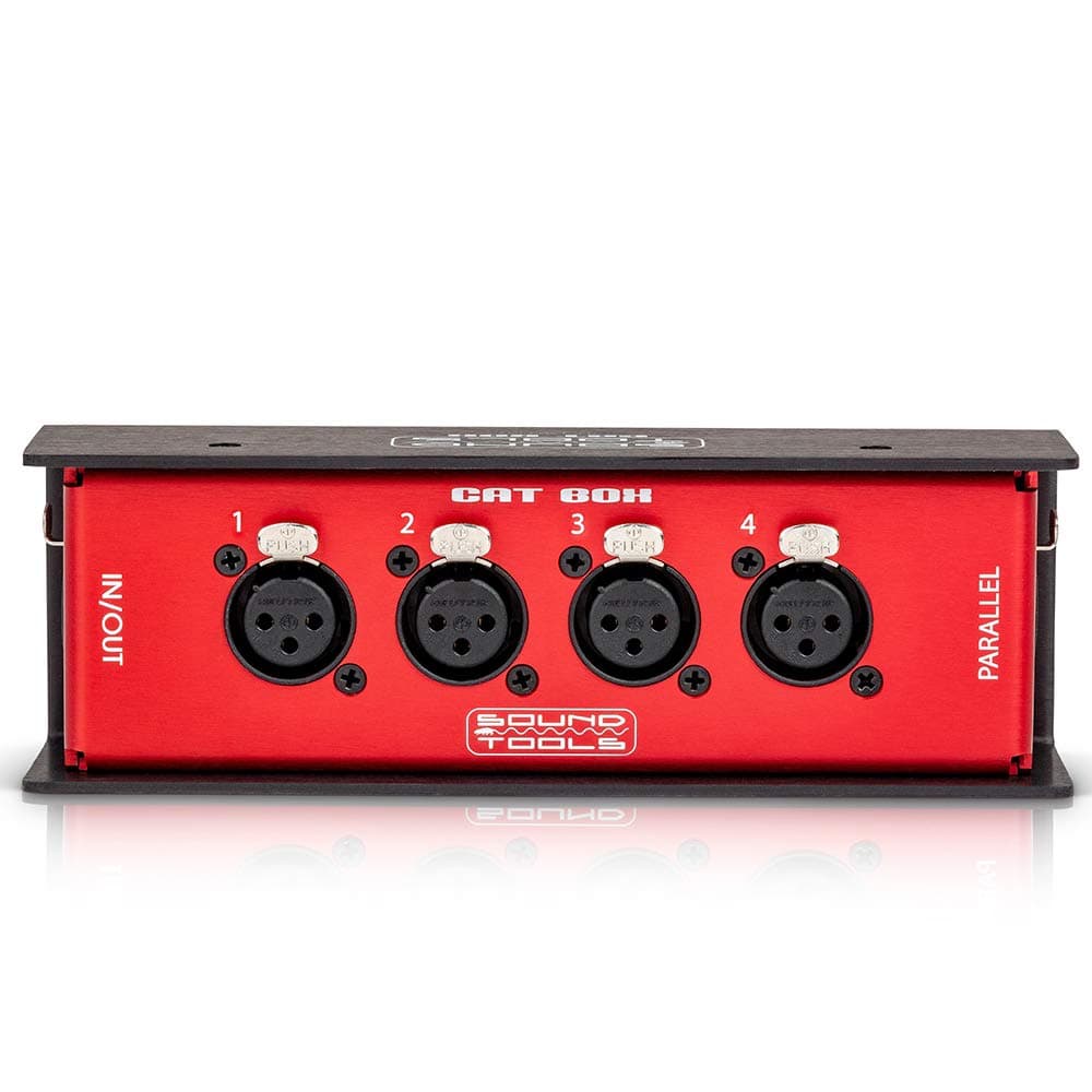 CAT Box FX - Female XLR stage box with audio over shielded CAT cable. Send 4 channels of audio, DMX, Clear-Com or AES.