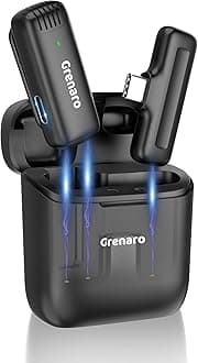 GRENARO J13 Wireless Mic, Noise Reduction Lapel Mic with Charging Case, Wireless Mic for Video Recording, YouTube, Facebook, Support System for Type C & iPhone (Single Channel Android Version)