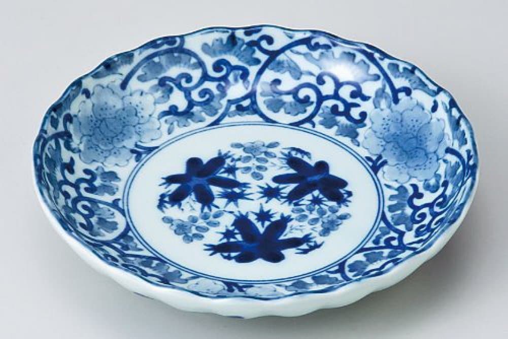 Indigo dye Arabesque Chrysanthemum type 5.0 plates 10 set MINO-yaki Japanese plates and for fun toy (kitchen