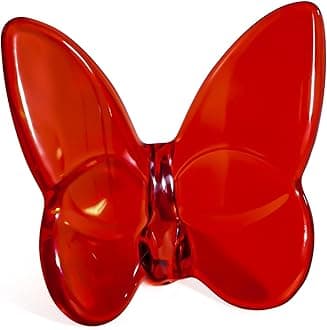 Crystal Butterfly Figurines,Flying Butterfly Figurine Decor Crystal Cut Glass Butterfly Ornament Statue Animal Collectible Gift Home Ornament Decor (Red)