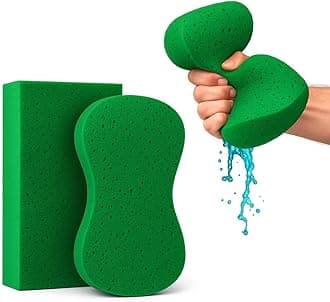 Multi-Purpose Sponges for Cleaning - Green 2 Pack, Large Sponges for Car Washing, Tile & Grout, All Purpose Cleaning
