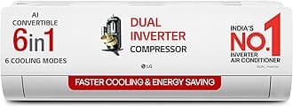 LG 1 Ton 4 Star DUAL Inverter Split AC (Copper, AI Convertible 6-in-1 with VIRAAT Mode, Faster Cooling & Energy Saving, 4 Way Swing, HD Filter with AntiVirus Protection, US-Q13JNYE, White)