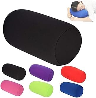 Microbead Bolster Tube Pillow Travel Essentials Body Cushion Cylinder Bean Bag Throw Pillow Neck Arm Back Support for Plane Car Travel Recliner Sleeping Home Gift (Black)