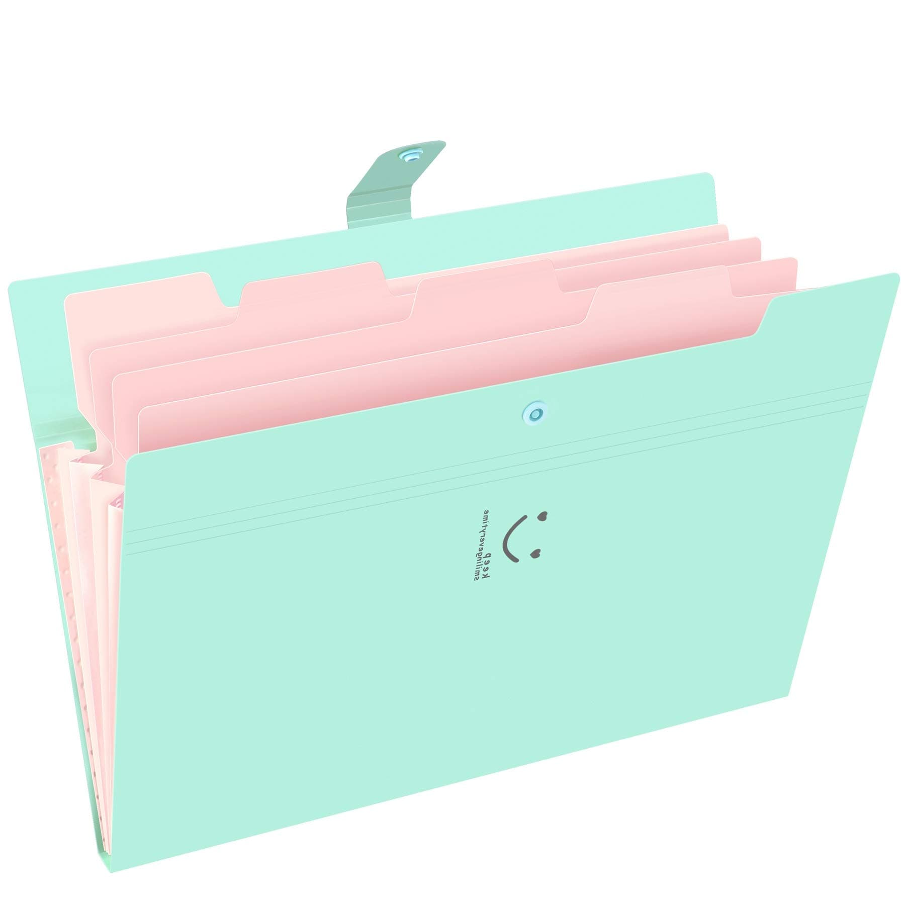 Phyxin Expanding File Folders 5 Pockets Document Organizer A4 Letter Size Plastic File Folder with Labels Document Holder for Business School Supplies Light Green