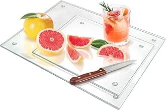Seelenruhe Tempered Glass Cutting Boards for Kitchen Counter, Clear Cutting Boards for Countertop, Non-Slip, Heat-Resistant, Machine Washable, Easy to Clean, Kitchen Decoration, 16x12 & 12x8 2PCS
