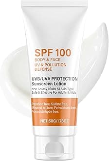 Face Sunscreen Spf 100 - Sunscreen SPF 100 - Ultra Light UV Protetion Sun Cream - SPF100 Body Sunscreen Lotion - Waterproof Sun Cream for Face & Body - Non Greasy & Non Sticky