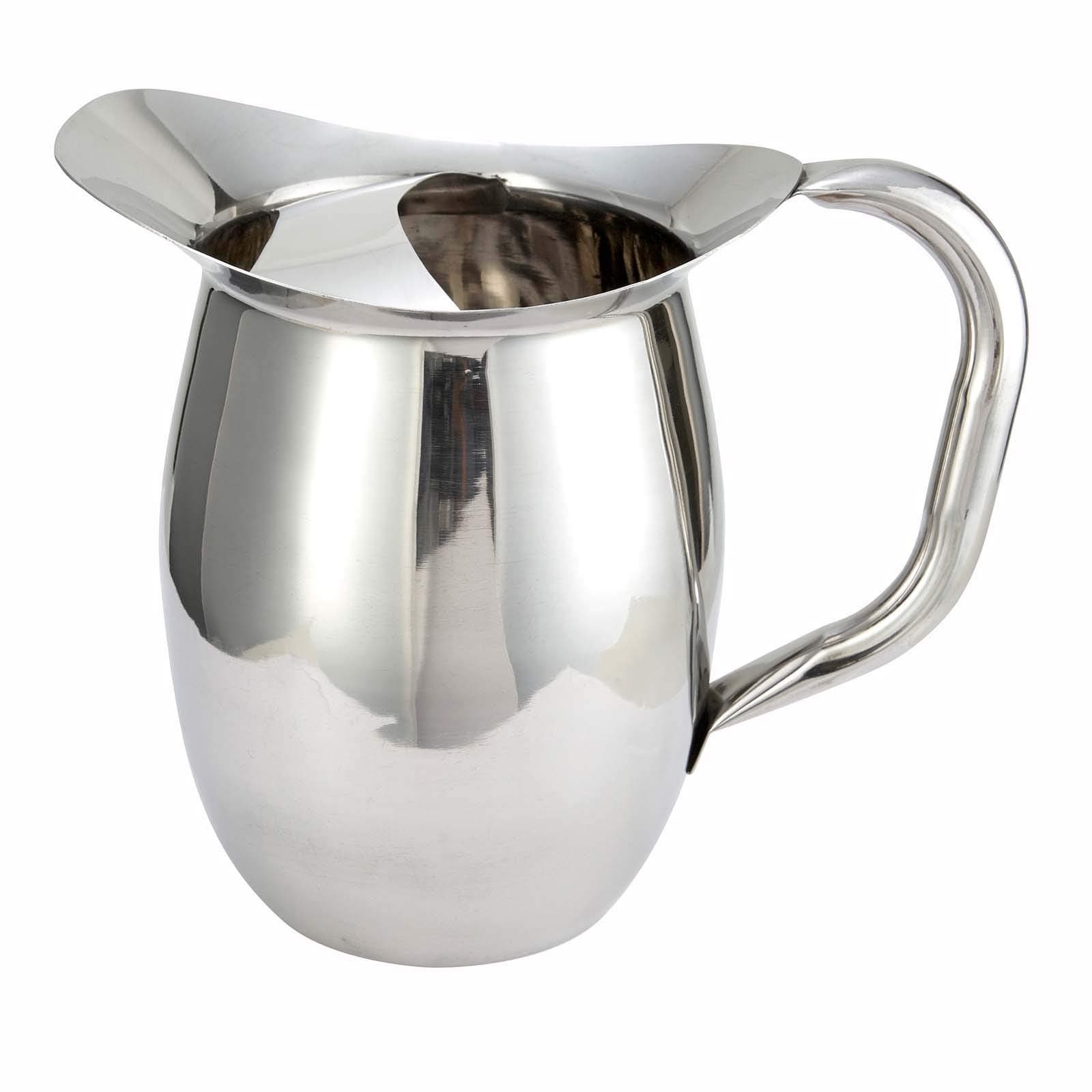 Winco 3 Quart Deluxe Bell Pitcher with Ice Catcher, Stainless Steel, Medium