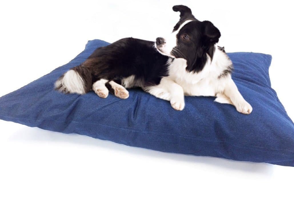 Deluxe Mixed Shredded Premium Memory Foam with Polyester Fiber Extra Stuffed Pillow Dog Pet Bed with Inner Waterproof Resistant Cover and External Cover + Free 2nd External Cover (47"x29", Blue Denim)