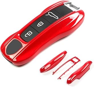 Carmine Key Fob Cover Compatible with Porsche Key Shell Key Fob Shell Replacement Compatible with Porsche Cayenne Panamera 911 718 Macan Boxster Cayman